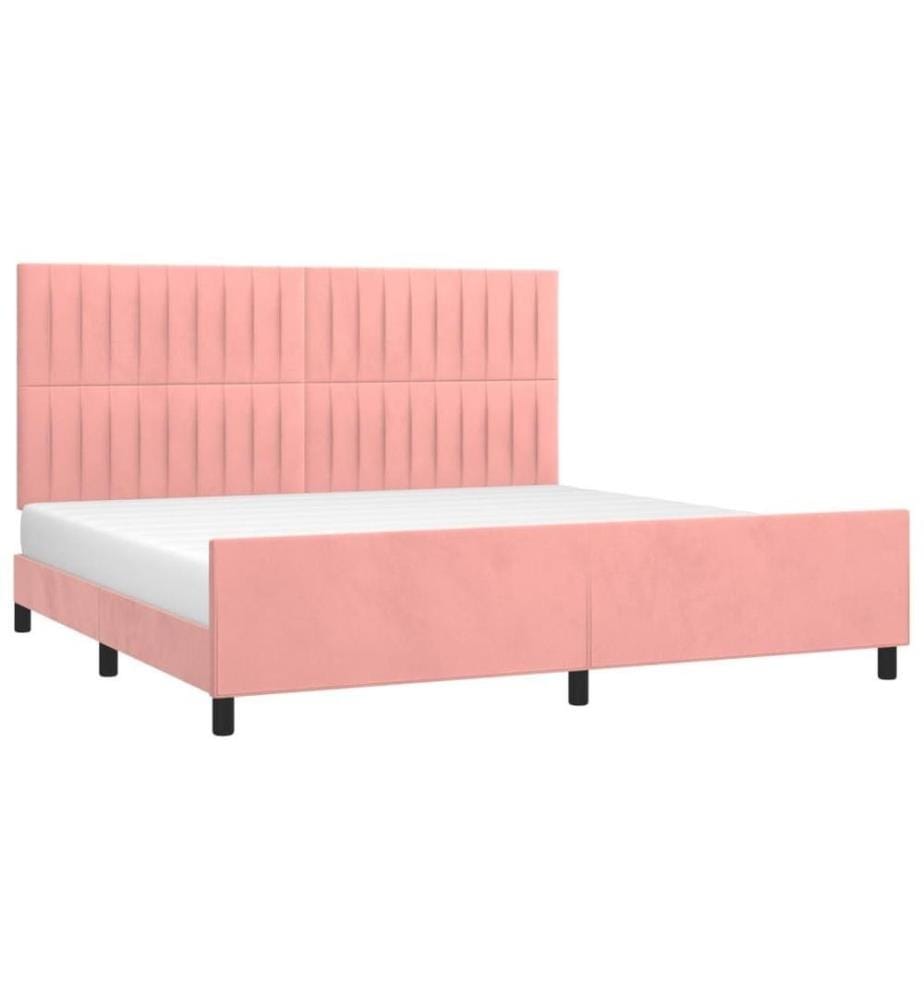 Cadre de lit avec tête de lit Rose 200x200 cm Velours