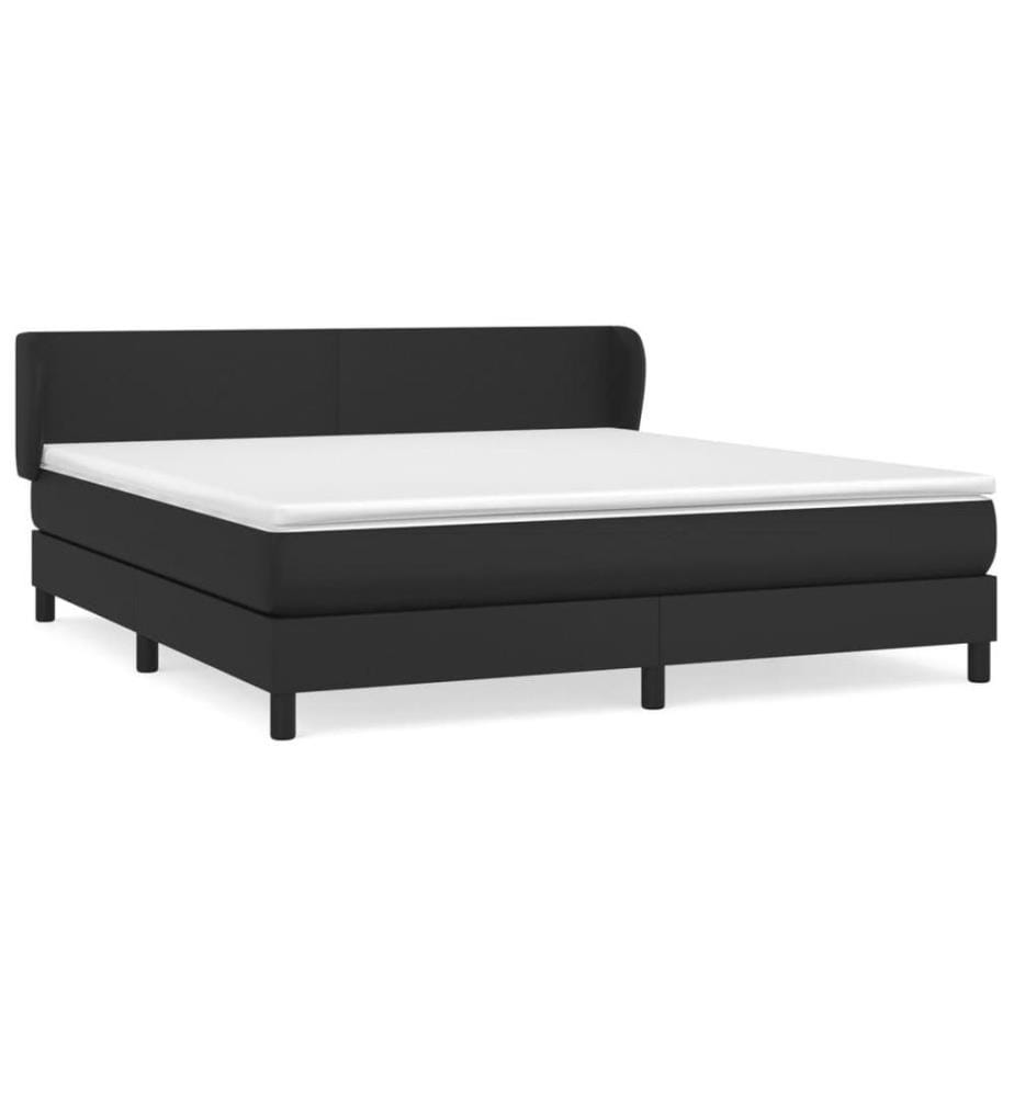 Lit à sommier tapissier avec matelas Noir 180x200 cm Similicuir