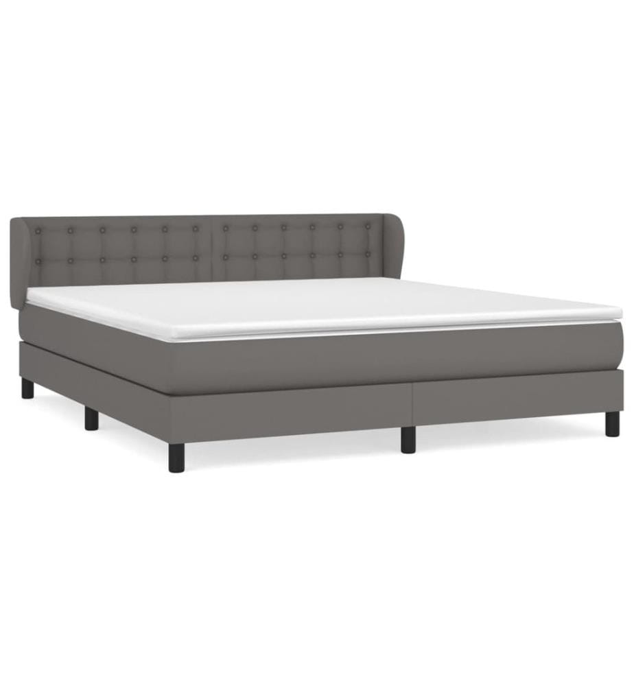 Boxspringbett mit Matratze Grau 180x200 cm Kunstleder