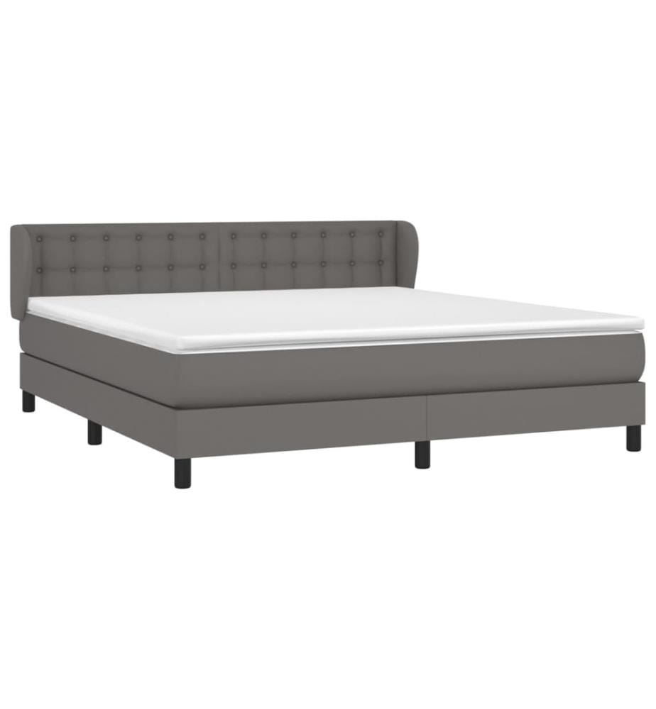 Boxspringbett mit Matratze Grau 180x200 cm Kunstleder