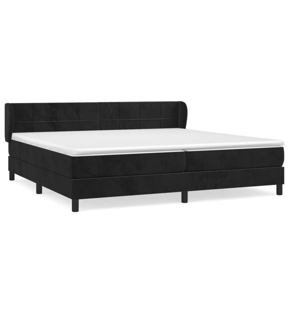 Lit à sommier tapissier et matelas Noir 200x200 cm Velours