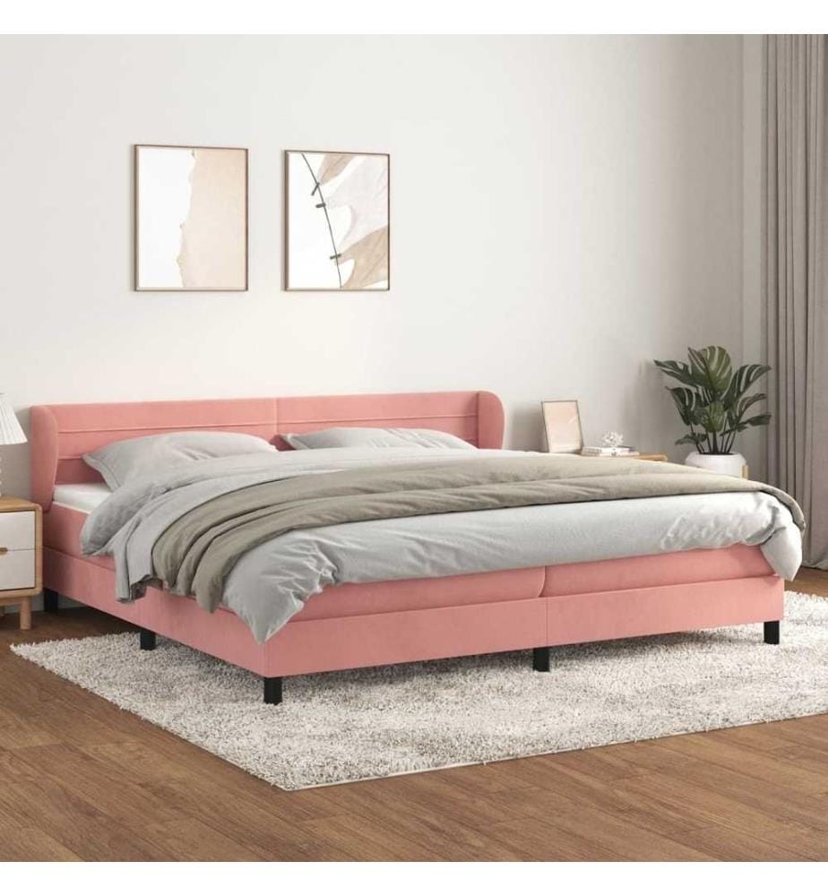 Lit à sommier tapissier avec matelas Rose 200x200 cm Velours