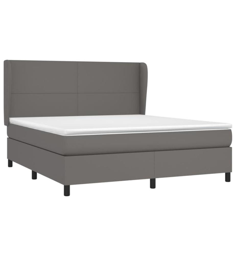 Boxspringbett mit Matratze Grau 180x200 cm Kunstleder