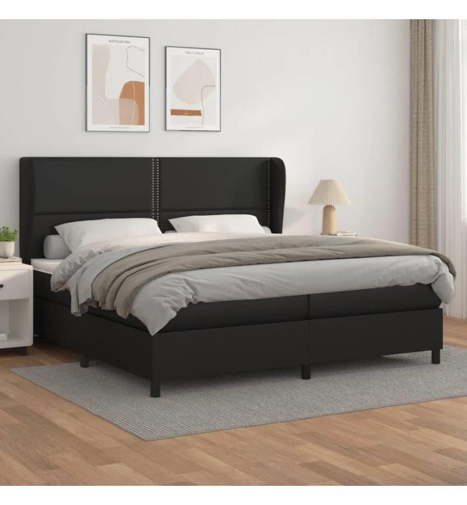 Lit à sommier tapissier avec matelas Noir 200x200 cm Similicuir
