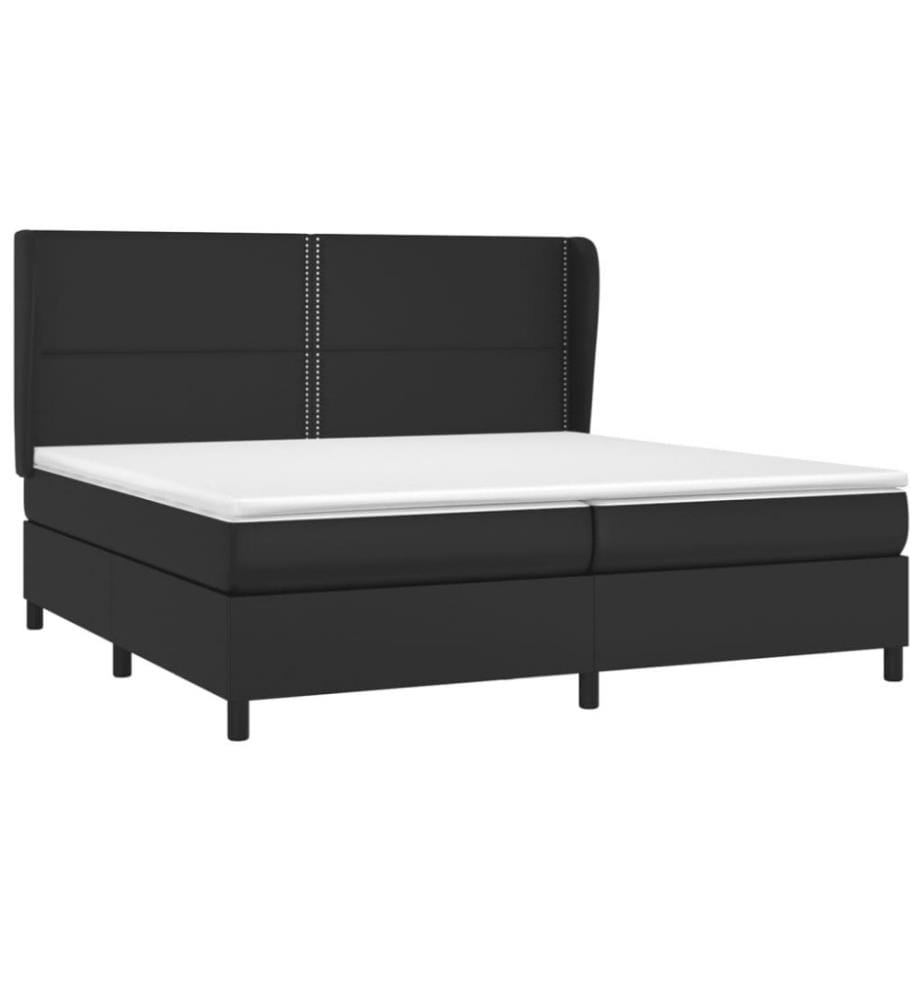 Lit à sommier tapissier avec matelas Noir 200x200 cm Similicuir
