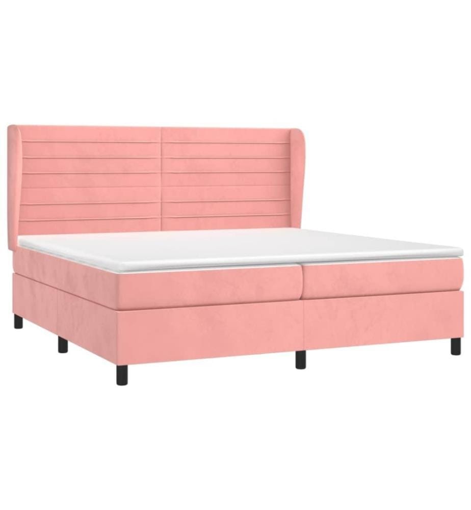 Lit à sommier tapissier avec matelas Rose 200x200 cm Velours