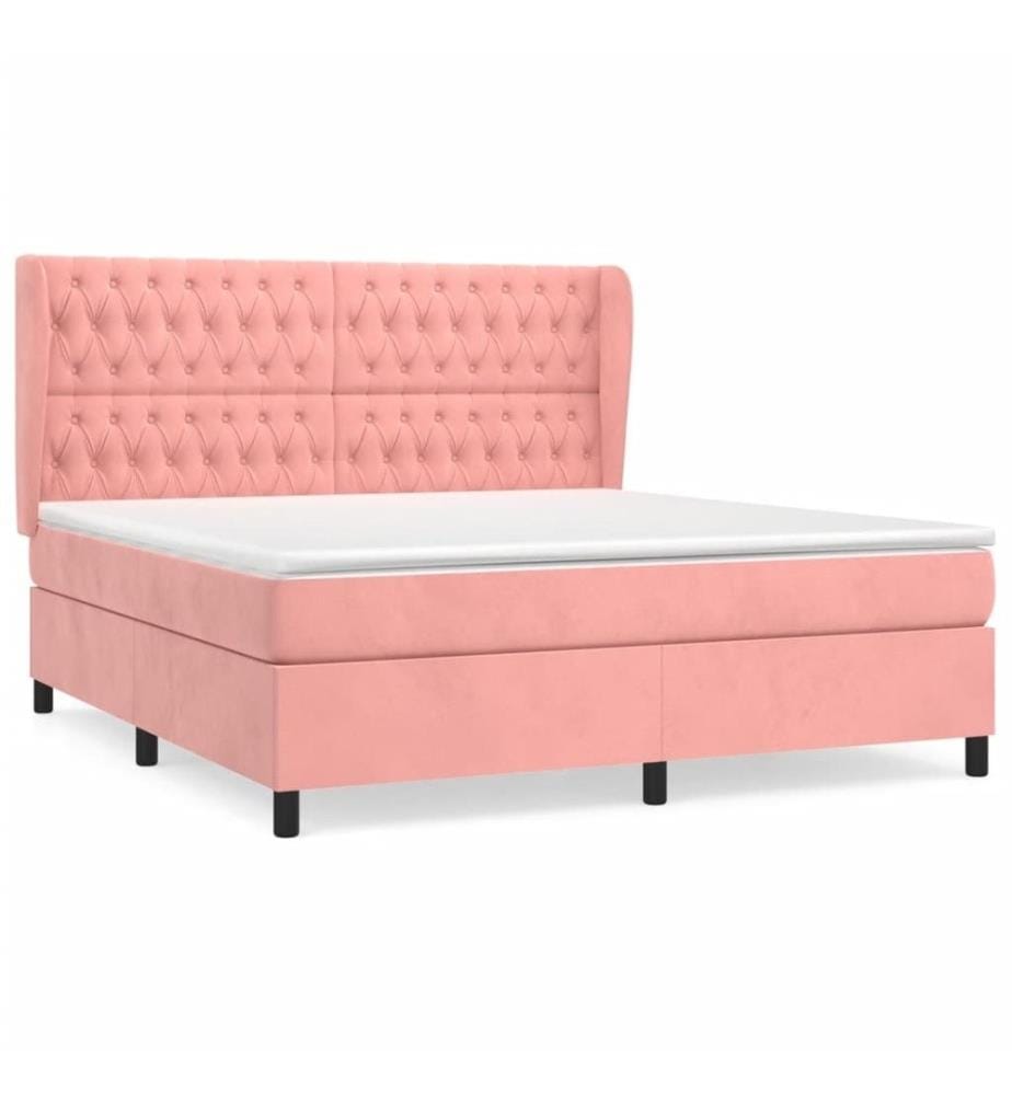 Lit à sommier tapissier avec matelas Rose 180x200 cm Velours