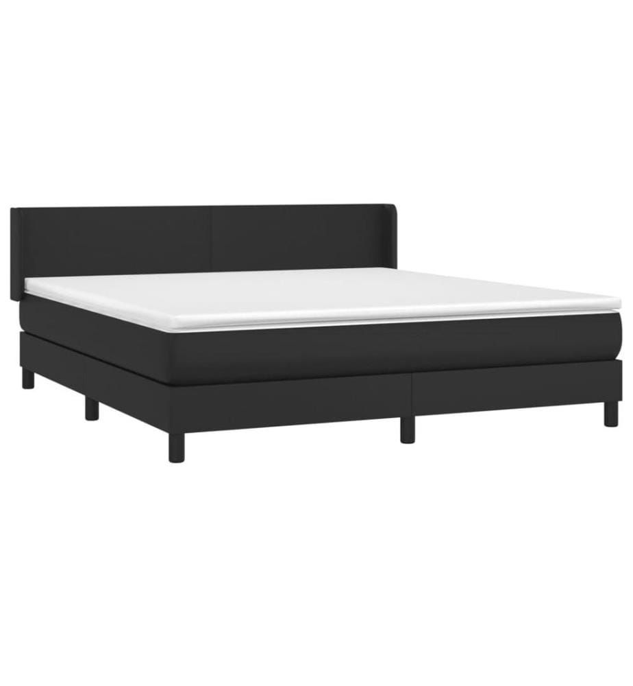 Lit à sommier tapissier avec matelas Noir 180x200 cm Similicuir