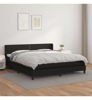 Boxspringbett mit Matratze Schwarz 180x200 cm Kunstleder