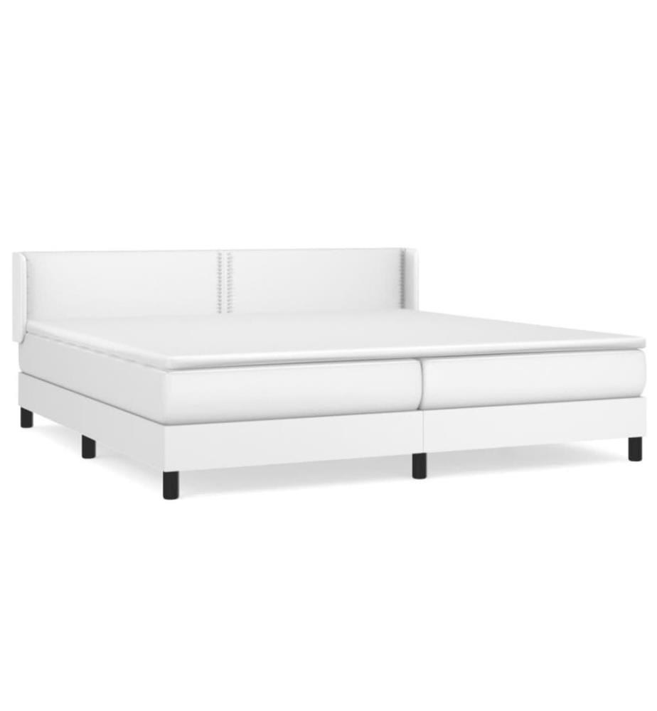 Boxspringbett mit Matratze Weiss 200x200 cm Kunstleder