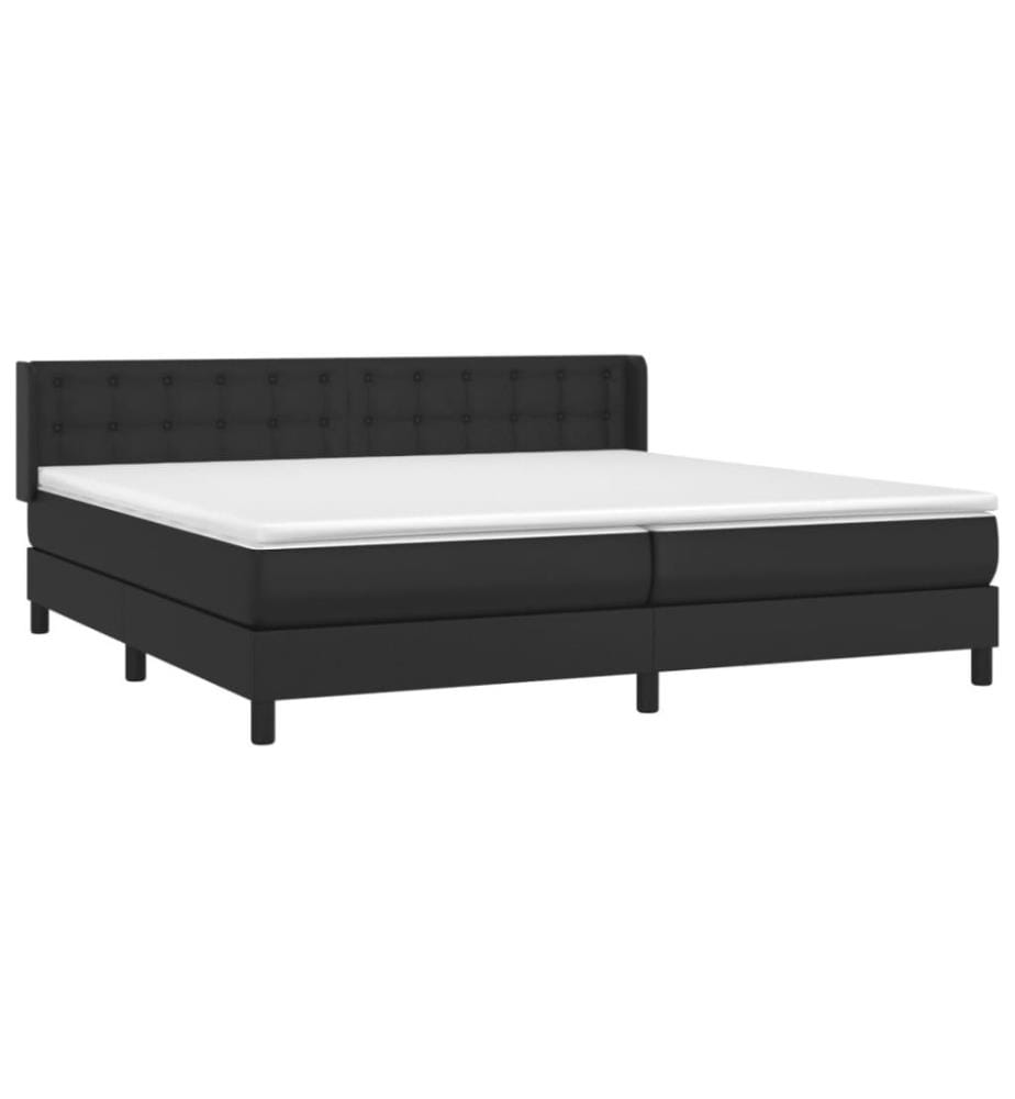 Lit à sommier tapissier avec matelas Noir 200x200 cm Similicuir