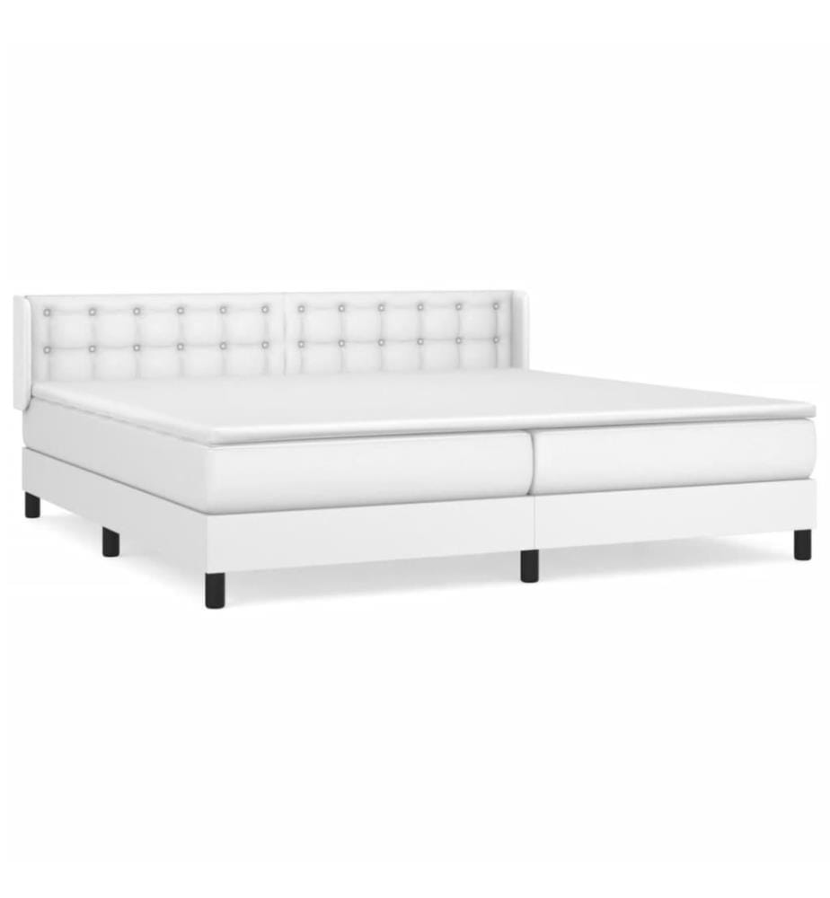Boxspringbett mit Matratze Weiss 200x200 cm Kunstleder