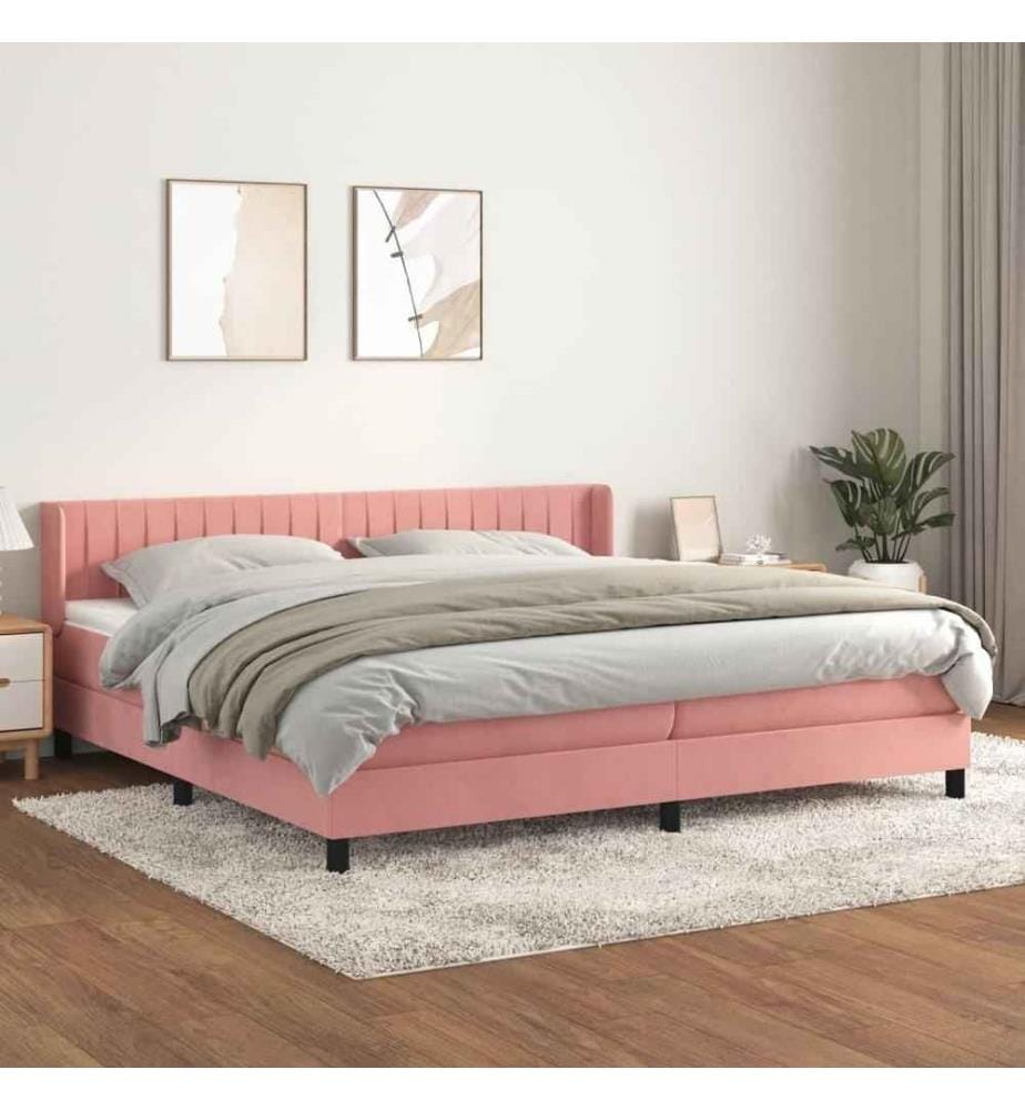 Lit à sommier tapissier avec matelas Rose 200x200 cm Velours