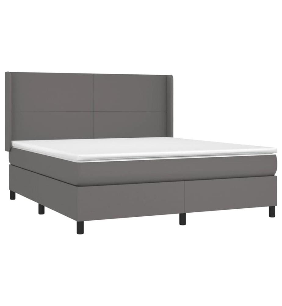 Boxspringbett mit Matratze Grau 180x200 cm Kunstleder