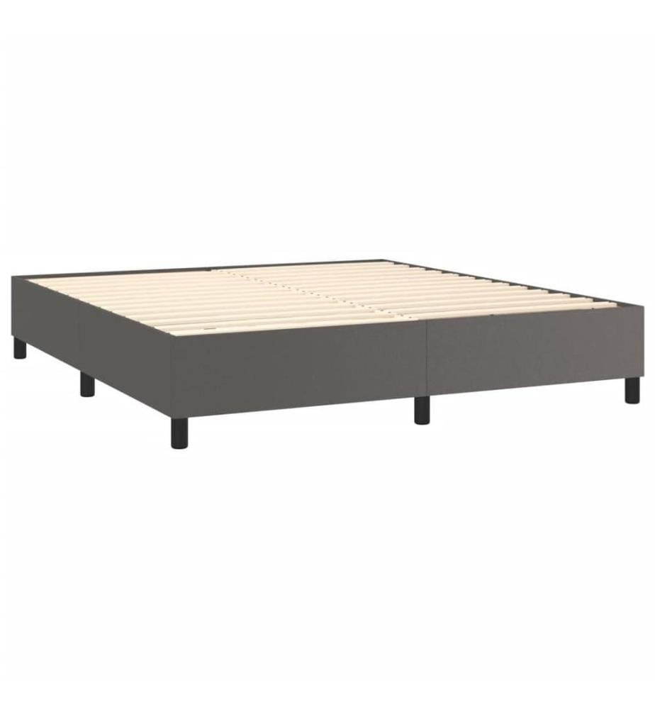 Boxspringbett mit Matratze Grau 180x200 cm Kunstleder