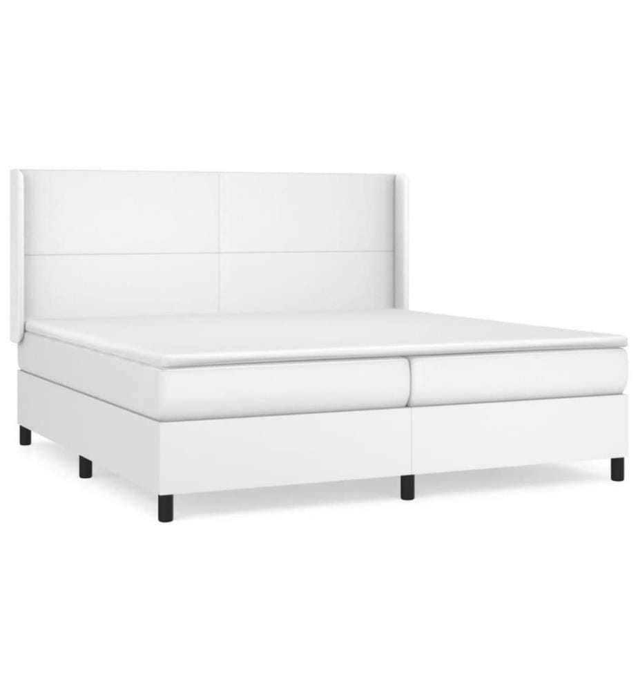 Boxspringbett mit Matratze Weiss 200x200 cm Kunstleder