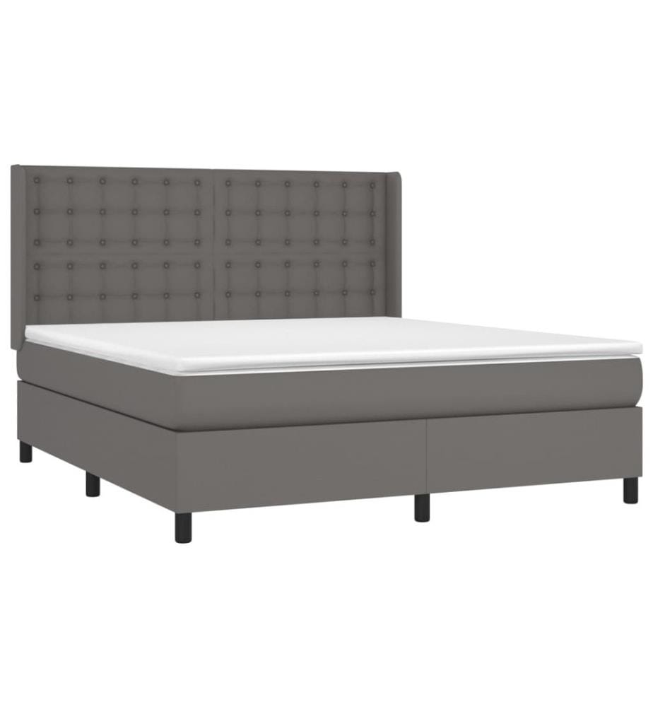 Boxspringbett mit Matratze Grau 180x200 cm Kunstleder