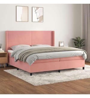 Lit à sommier tapissier avec matelas Rose 200x200 cm Velours