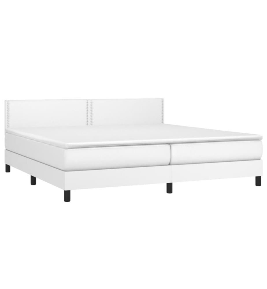 Boxspringbett mit Matratze & LED Weiss 200x200 cm Kunstleder