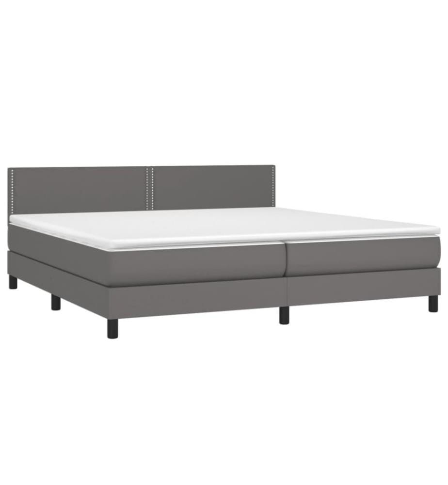 Boxspringbett mit Matratze & LED Grau 200x200 cm Kunstleder