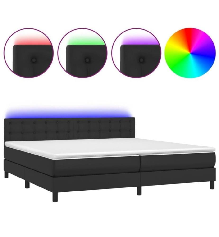 Boxspringbett mit Matratze & LED Schwarz 200x200 cm Kunstleder