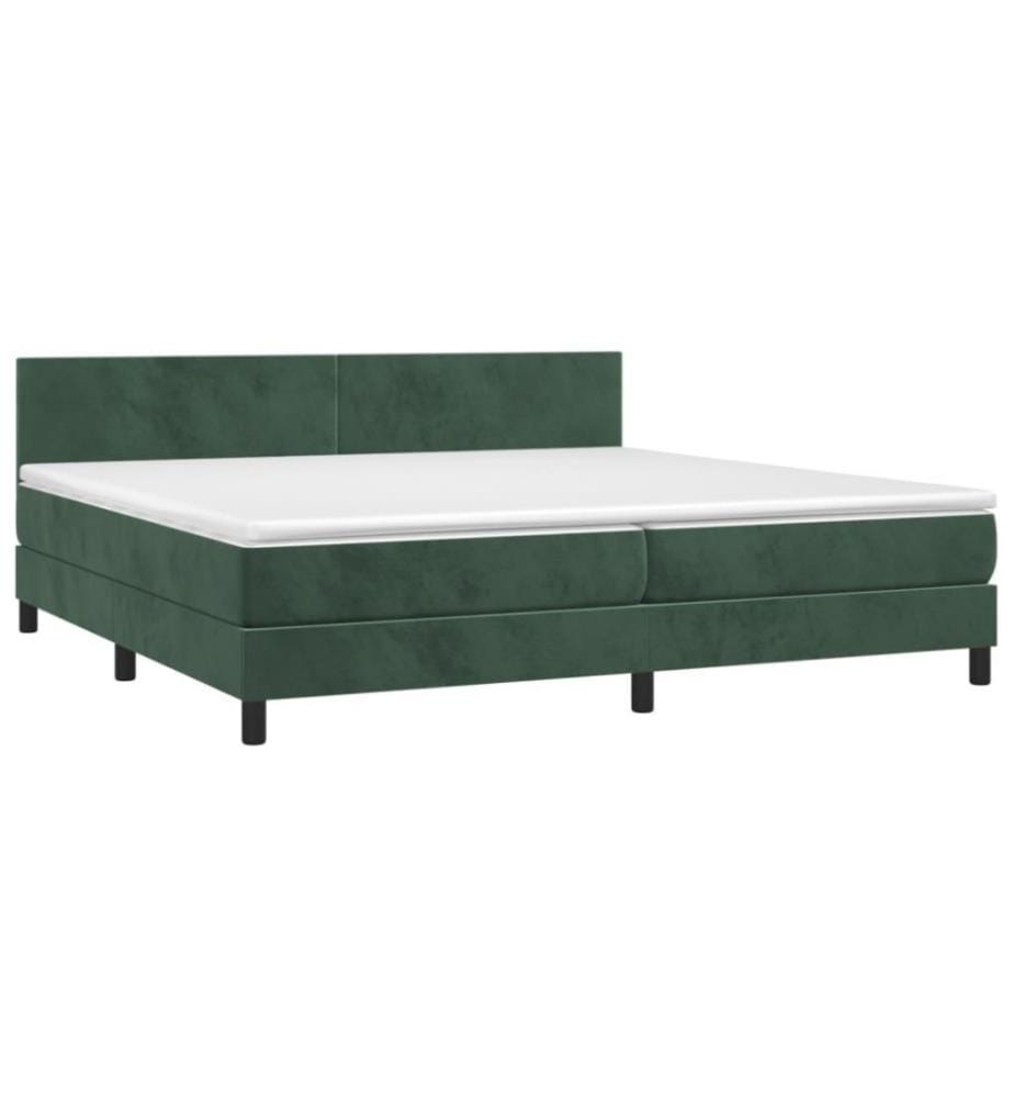 Boxspringbett mit Matratze & LED Dunkelgrün 200x200 cm Samt