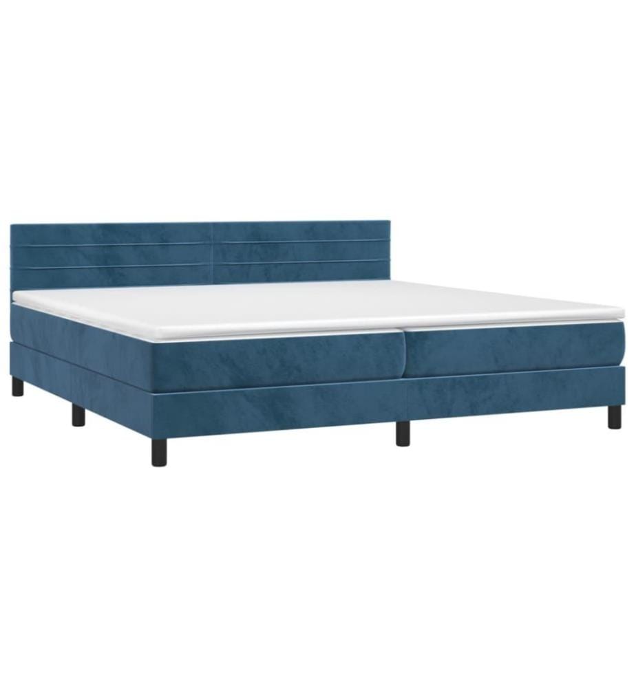 Boxspringbett mit Matratze & LED Dunkelblau 200x200 cm Samt