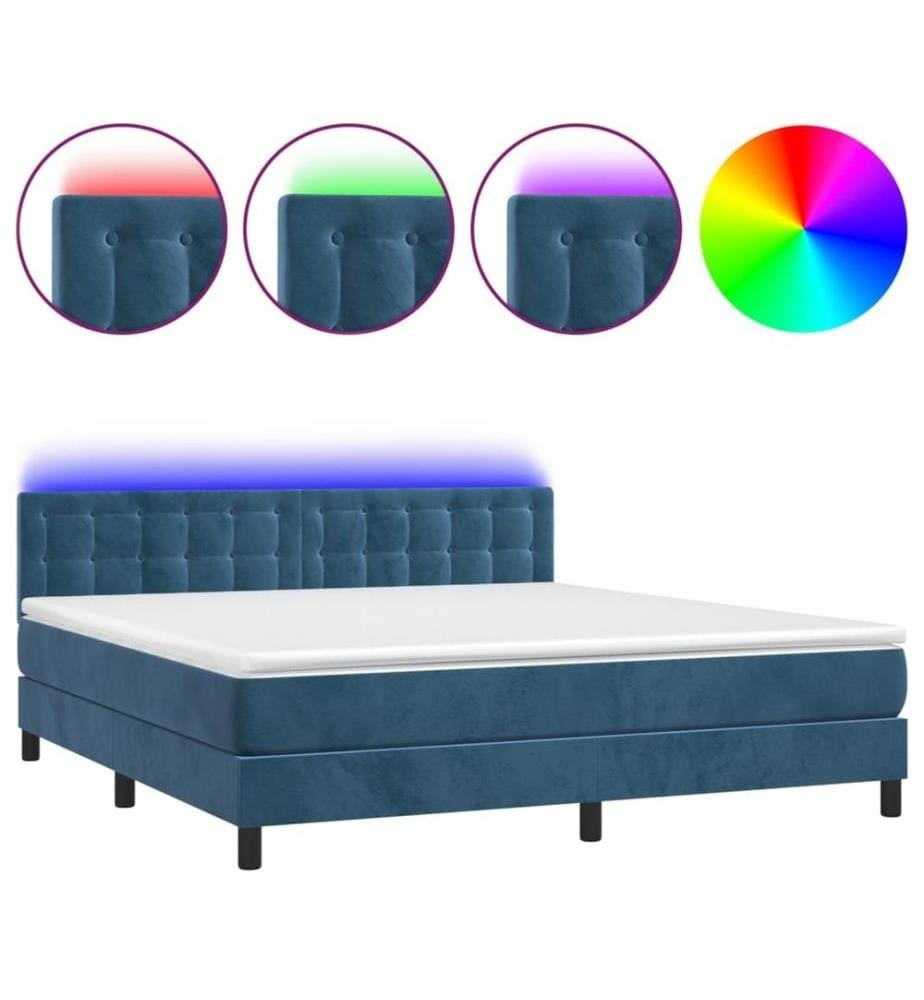 Boxspringbett mit Matratze & LED Dunkelblau 180x200 cm Samt