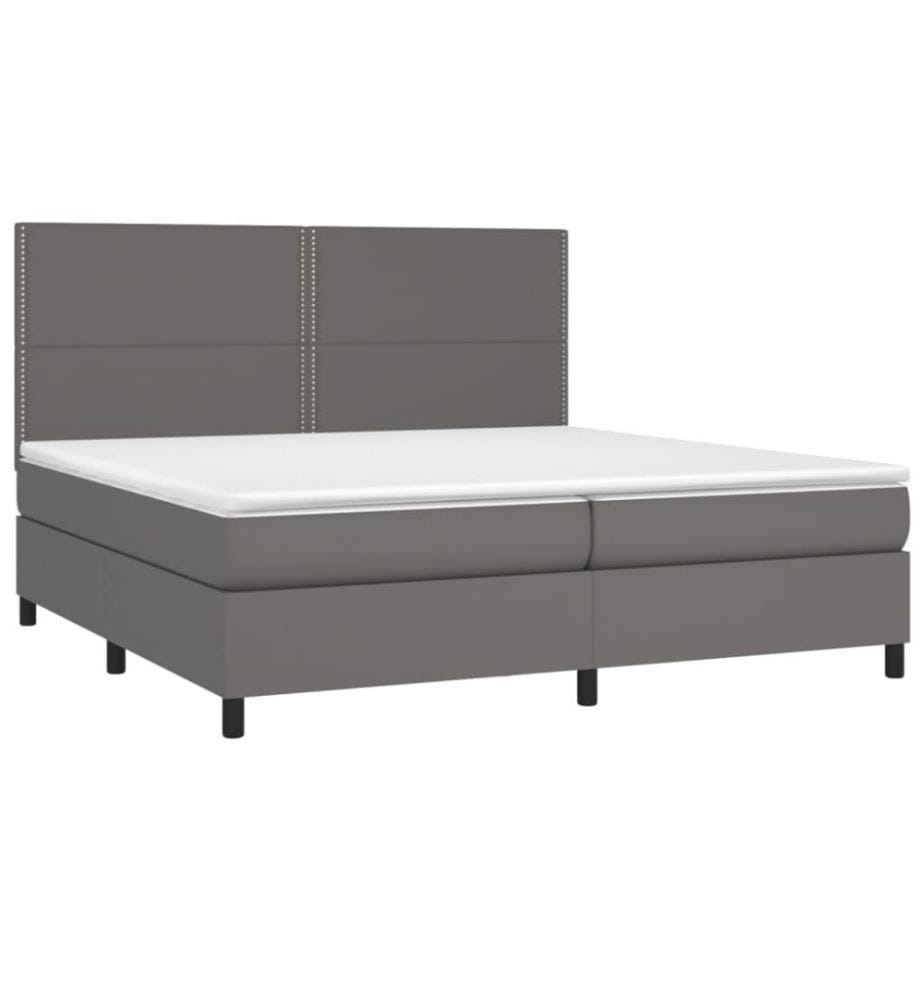 Boxspringbett mit Matratze & LED Grau 200x200 cm Kunstleder