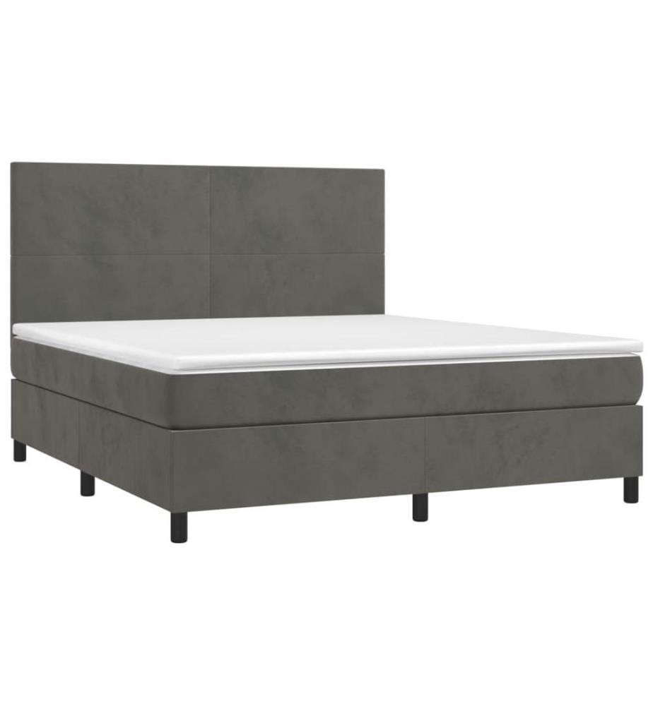Boxspringbett mit Matratze & LED Dunkelgrau 180x200 cm Samt