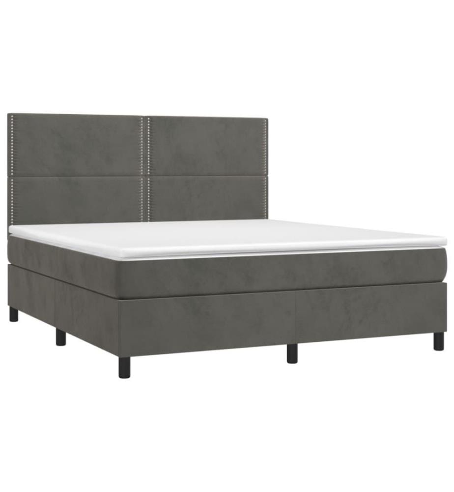 Boxspringbett mit Matratze & LED Dunkelgrau 180x200 cm Samt