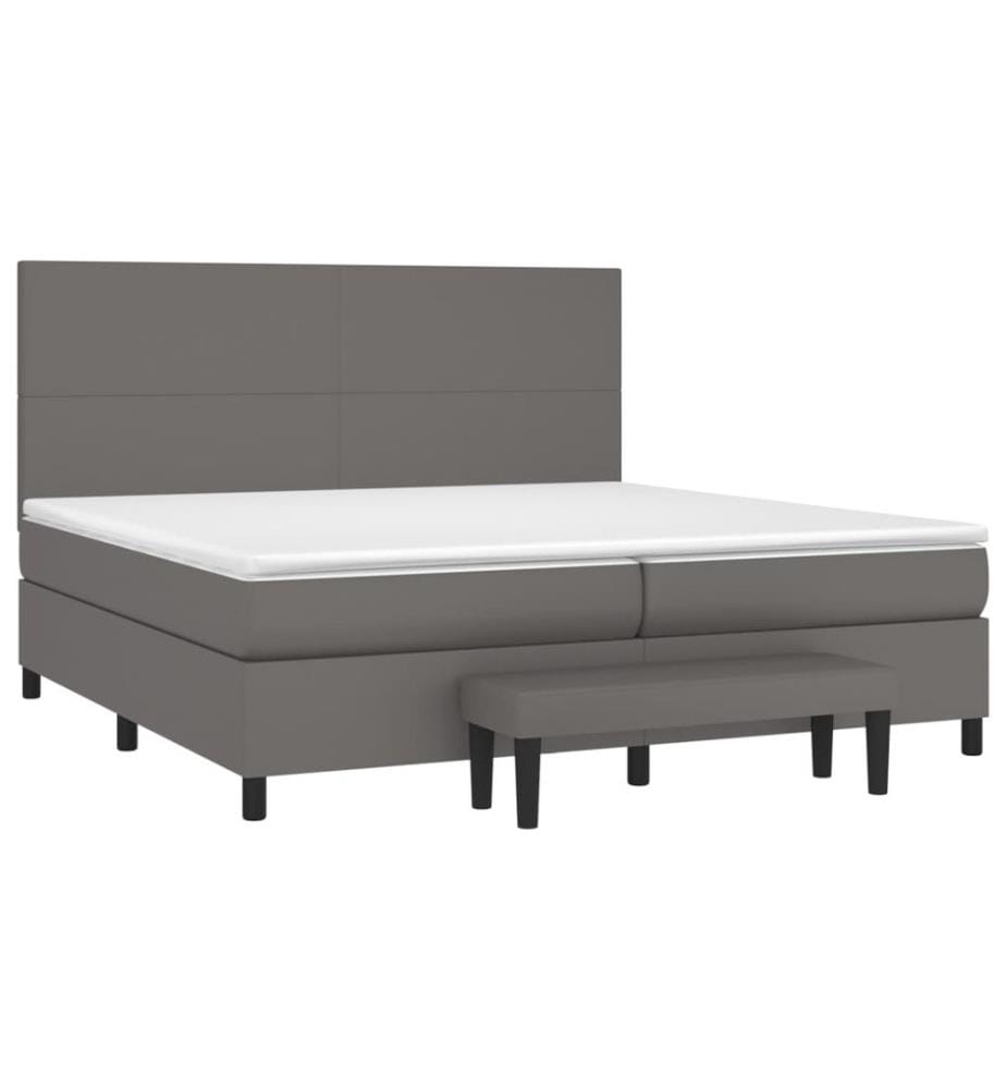 Sommier à lattes de lit avec matelas Gris 200x200 cm Similicuir