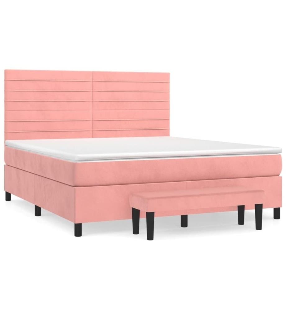 Lit à sommier tapissier avec matelas Rose 180x200 cm Velours