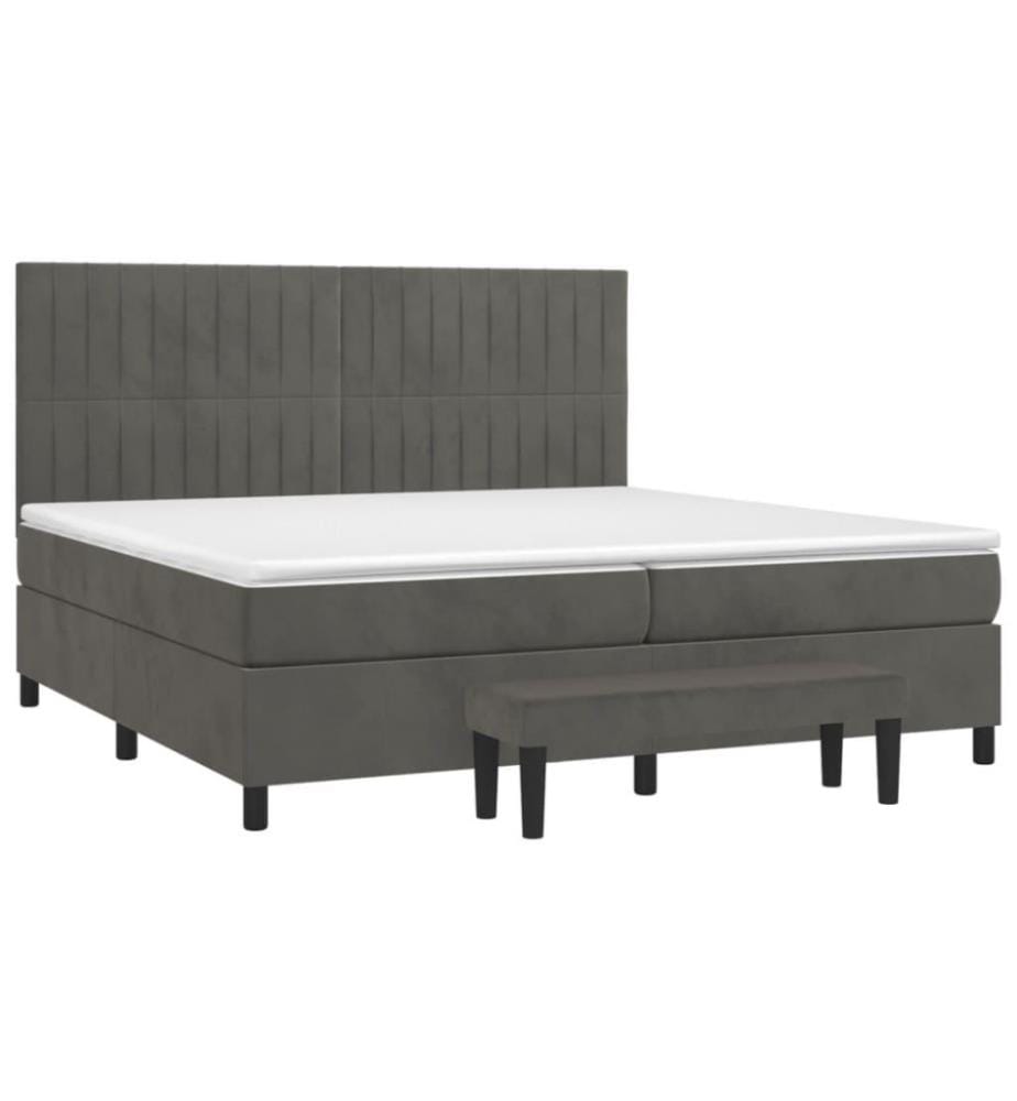 Boxspringbett mit Matratze Dunkelgrau 200x200 cm Samt