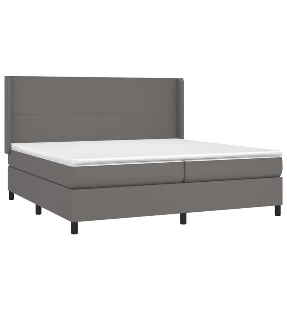 Boxspringbett mit Matratze & LED Grau 200x200 cm Kunstleder