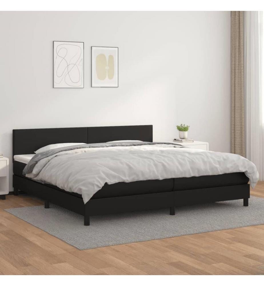 Boxspringbett mit Matratze Schwarz 200x200 cm Kunstleder