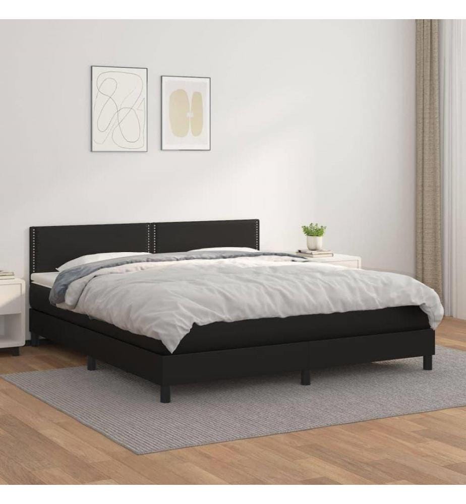 Boxspringbett mit Matratze Schwarz 180x200 cm Kunstleder