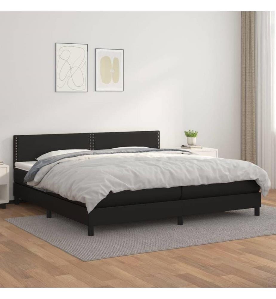 Boxspringbett mit Matratze Schwarz 200x200 cm Kunstleder