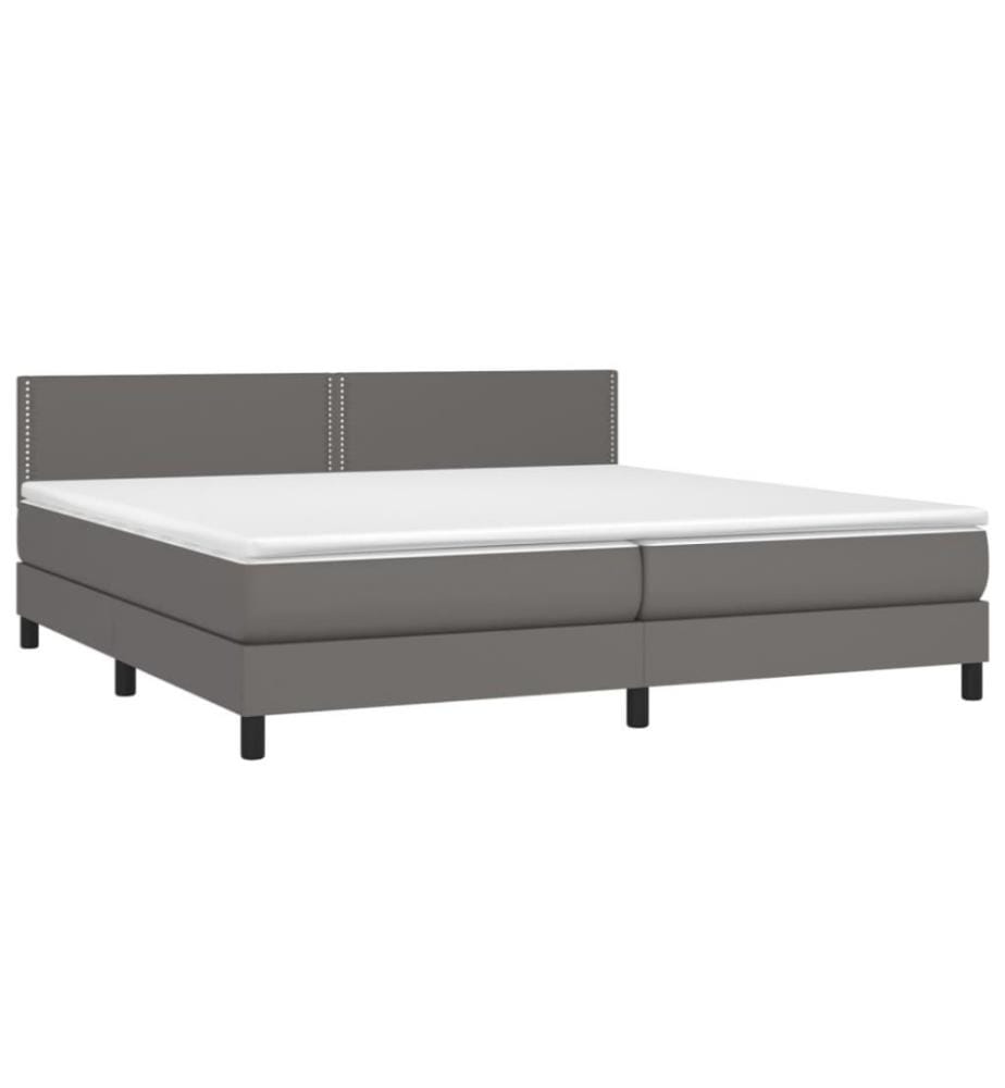 Boxspringbett mit Matratze Grau 200x200 cm Kunstleder