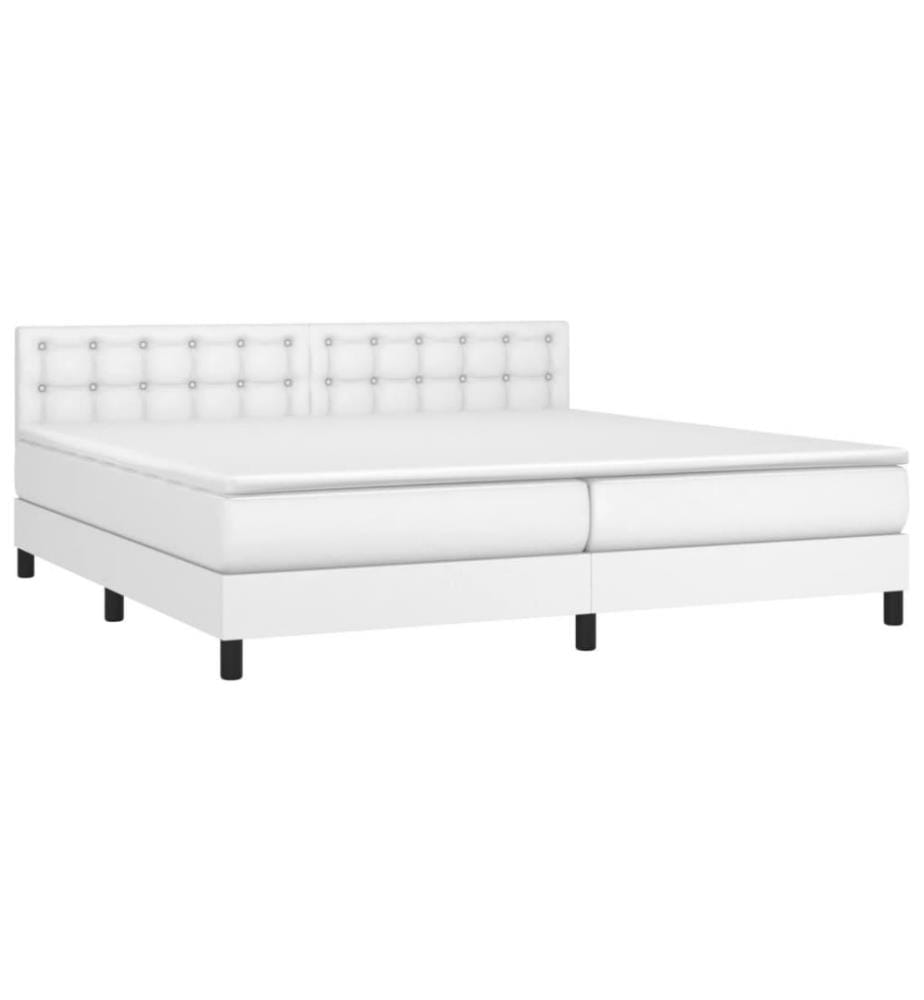 Boxspringbett mit Matratze Weiss 200x200 cm Kunstleder