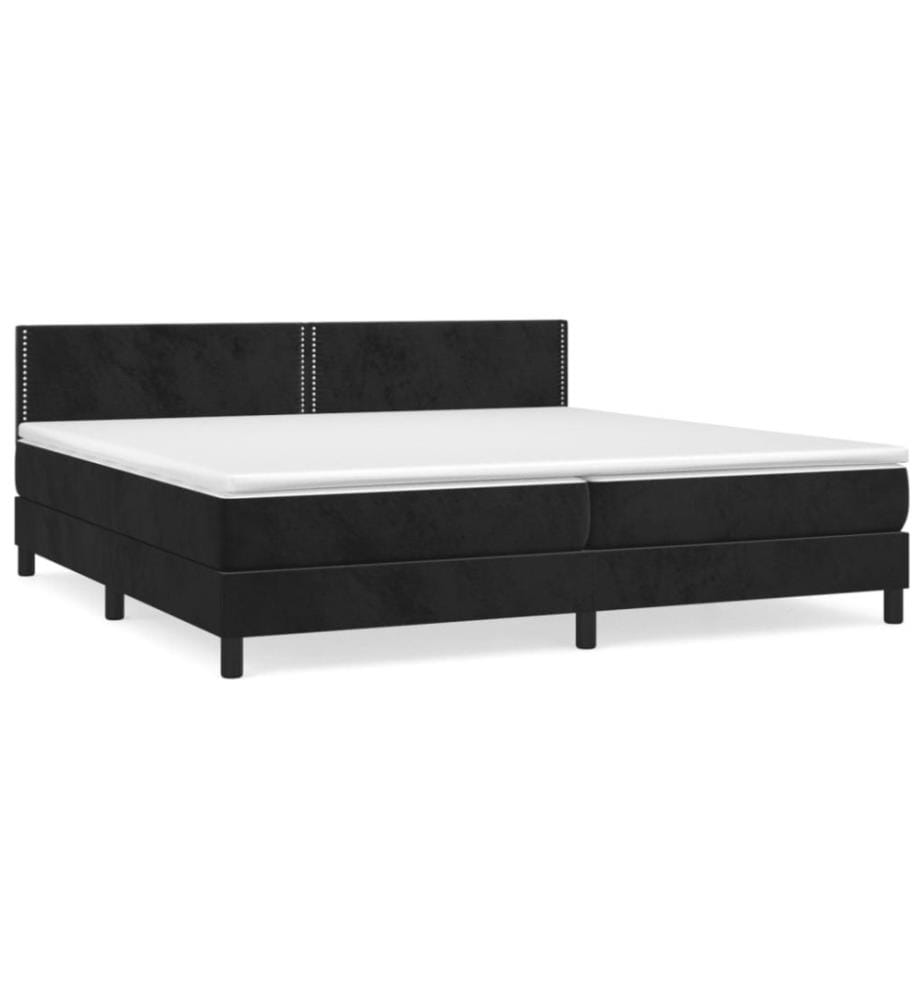 Lit à sommier tapissier et matelas Noir 200x200 cm Velours