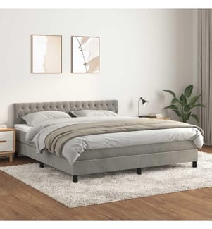 Boxspringbett mit Matratze Hellgrau 180x200 cm Samt