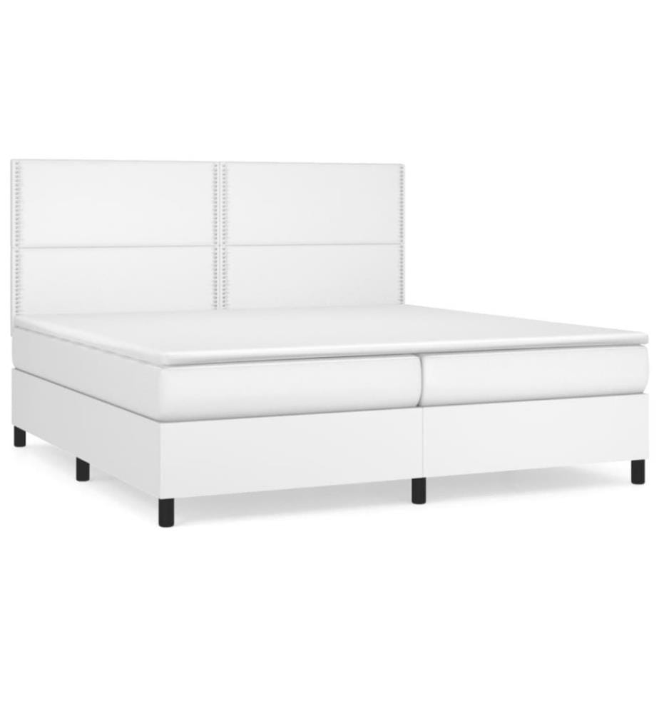 Boxspringbett mit Matratze Weiss 200x200 cm Kunstleder