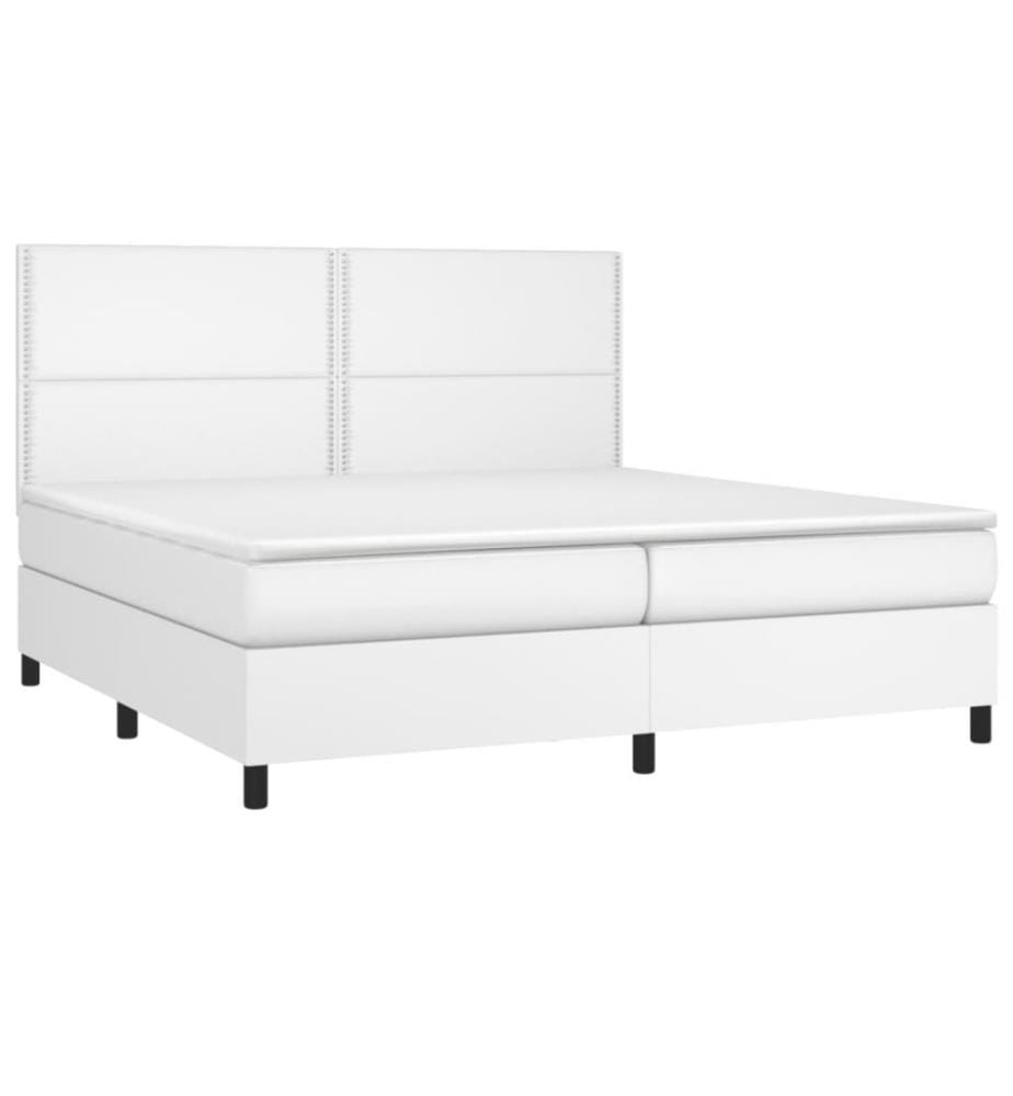 Boxspringbett mit Matratze Weiss 200x200 cm Kunstleder
