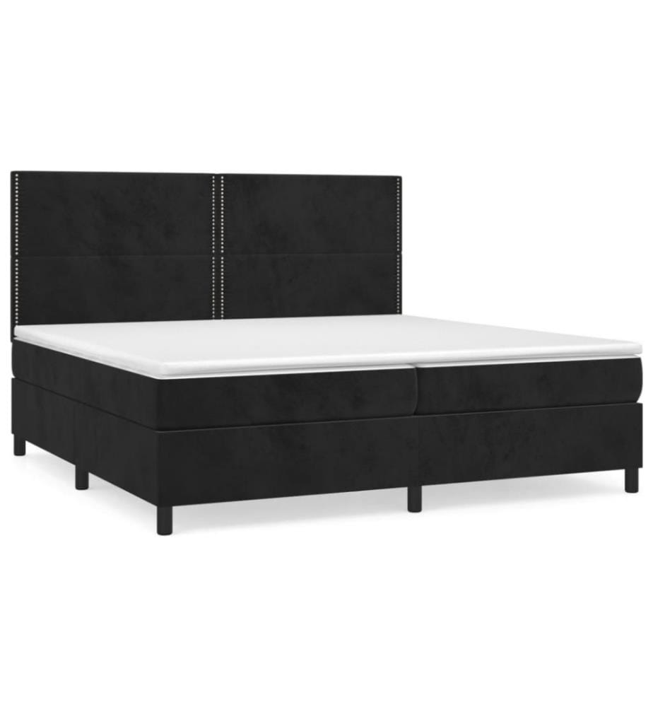 Lit à sommier tapissier et matelas Noir 200x200 cm Velours