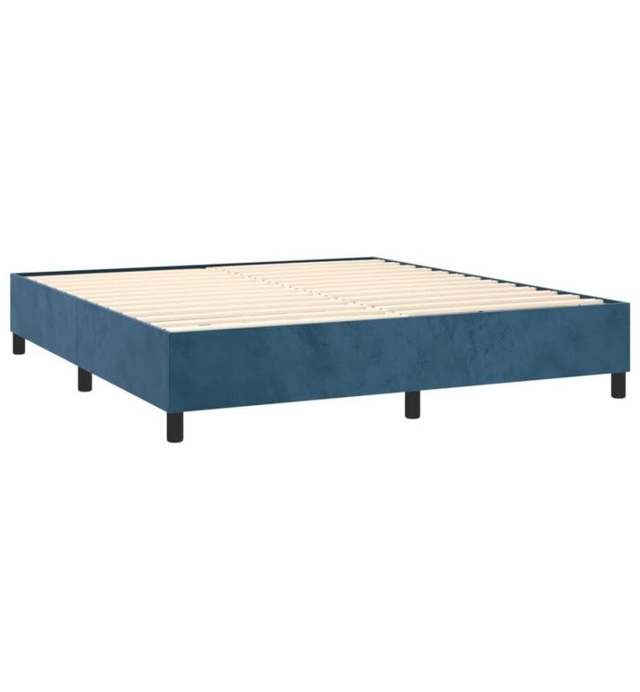 Boxspringbett mit Matratze Dunkelblau 180x200 cm Samt