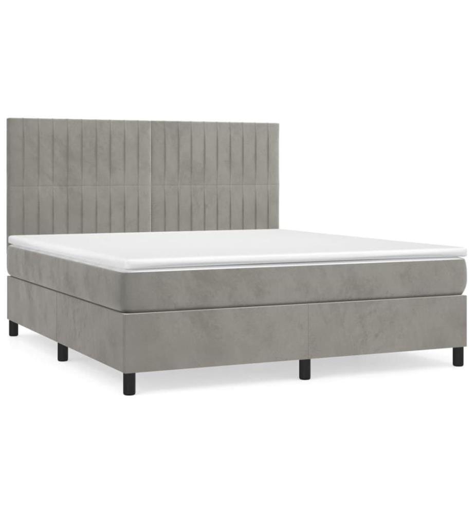 Boxspringbett mit Matratze Hellgrau 180x200 cm Samt