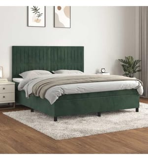 Boxspringbett mit Matratze Dunkelgrün 180x200 cm Samt