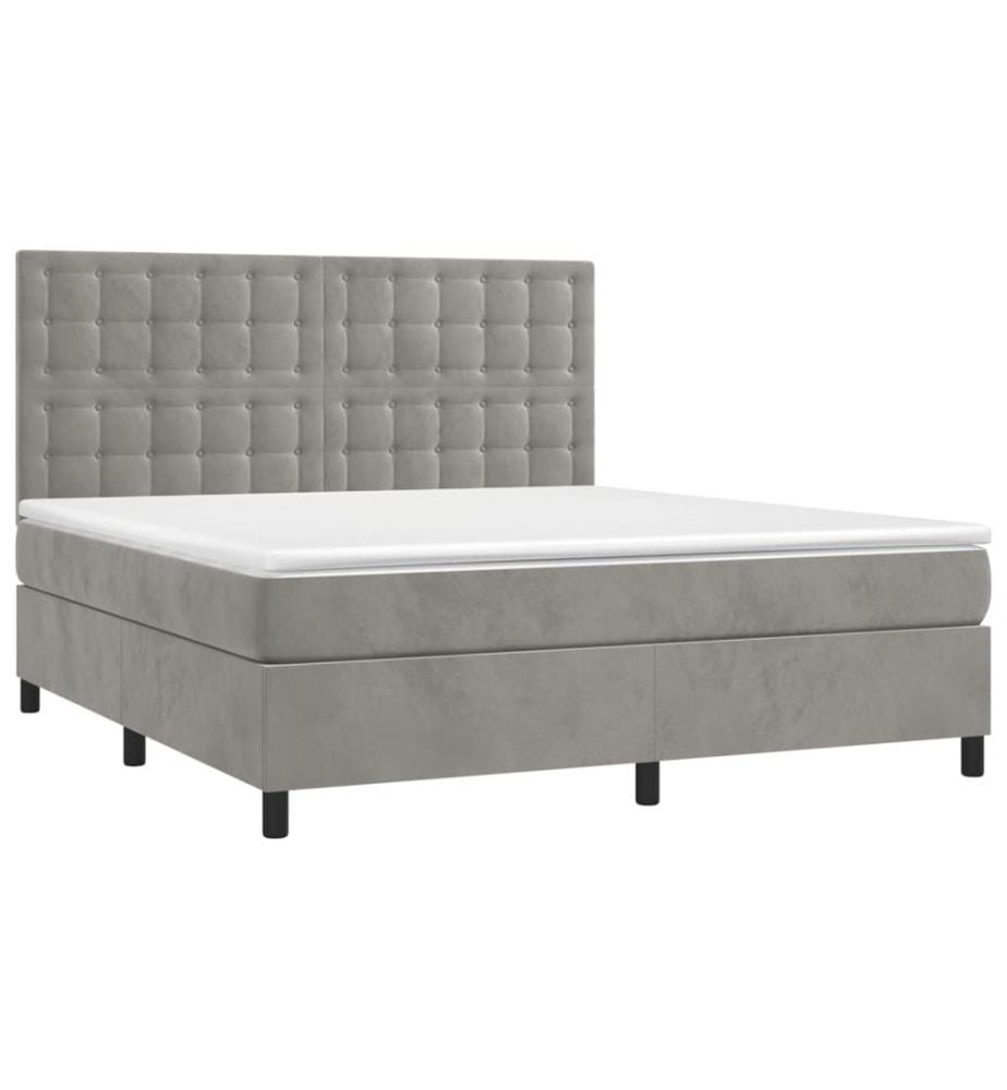 Boxspringbett mit Matratze Hellgrau 180x200 cm Samt