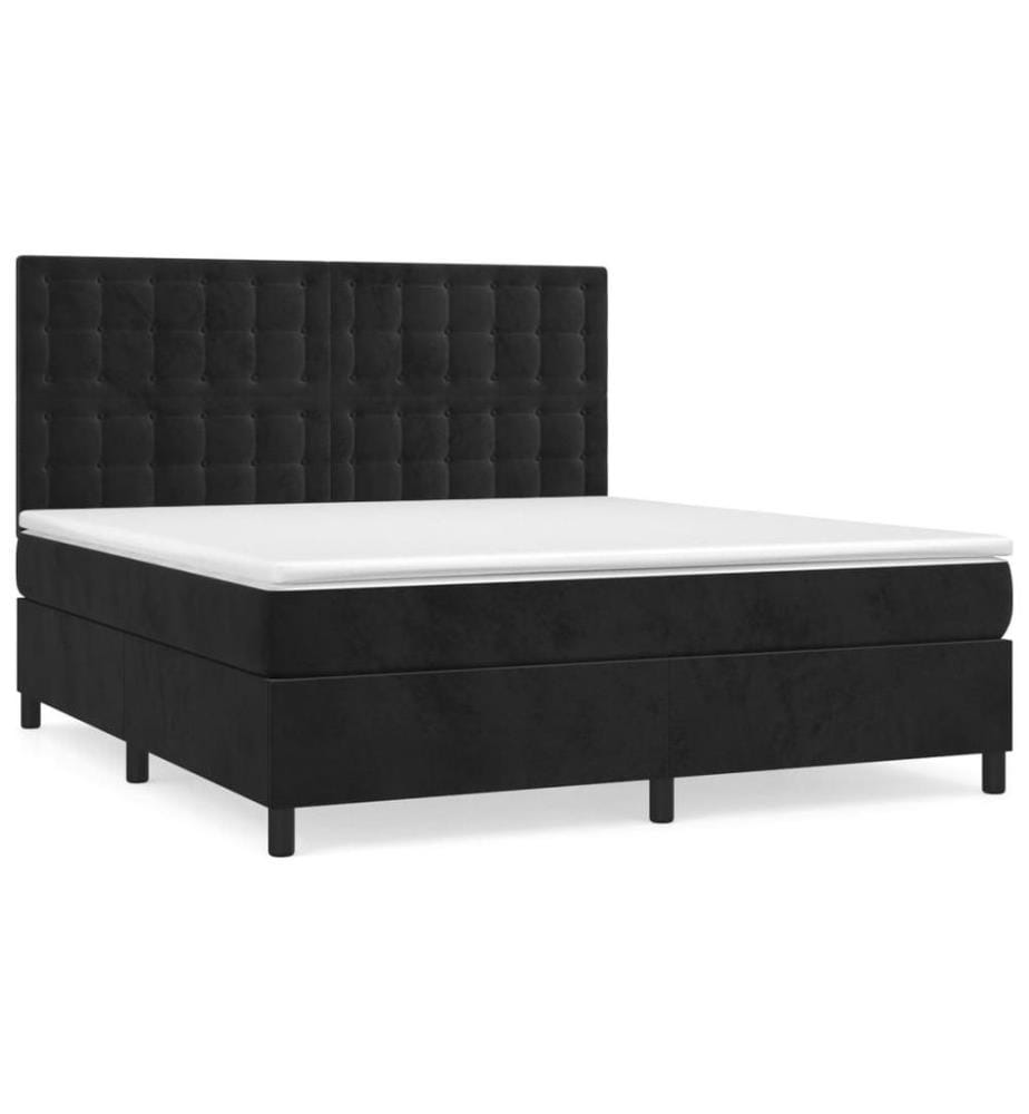 Boxspringbett mit Matratze Schwarz 180x200 cm Samt